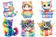 Adorable Rainbow Cute Cat Clipart, an Illustration by Designworld (Thumbnail 5 of 6)