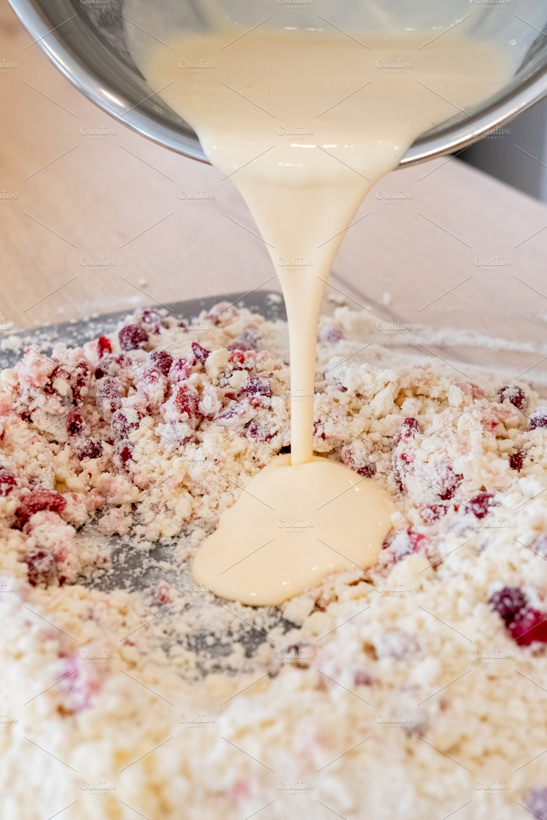 Cookies preparation dough crumble batter cranberry, a Food & Drink Photo by Photo Drive Studio