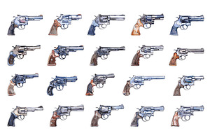 Revolvers Icons Set Low Detailed