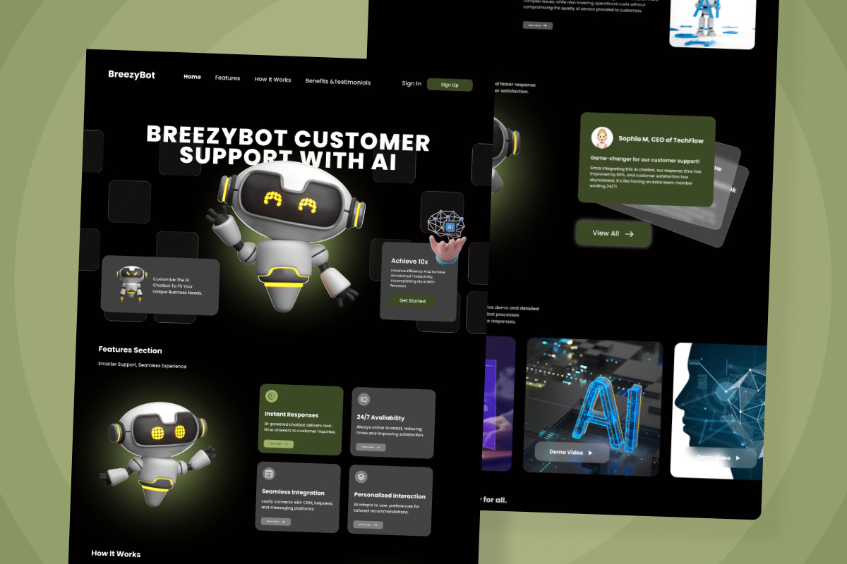BreezyBot – AI Chatbot Landing Page, a Landing Page Template by twinstd (Photo 4 of 5)