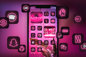 120 Pink Neon iOS 14 App Icon Pack