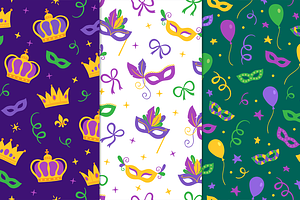 12 Mardi Gras Seamless Patterns