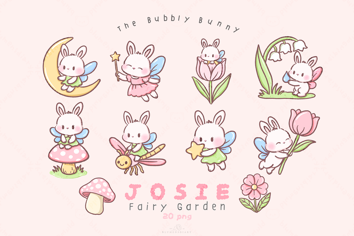 Kawaii Bunny Fairy PNG Clipart, an Animal Illustration by Blumensdiary (Photo 1 of 7)