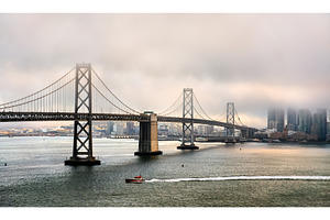 San Francisco-Oakland Bay Bridge on, an Architecture Photo by Leonid Andronov
