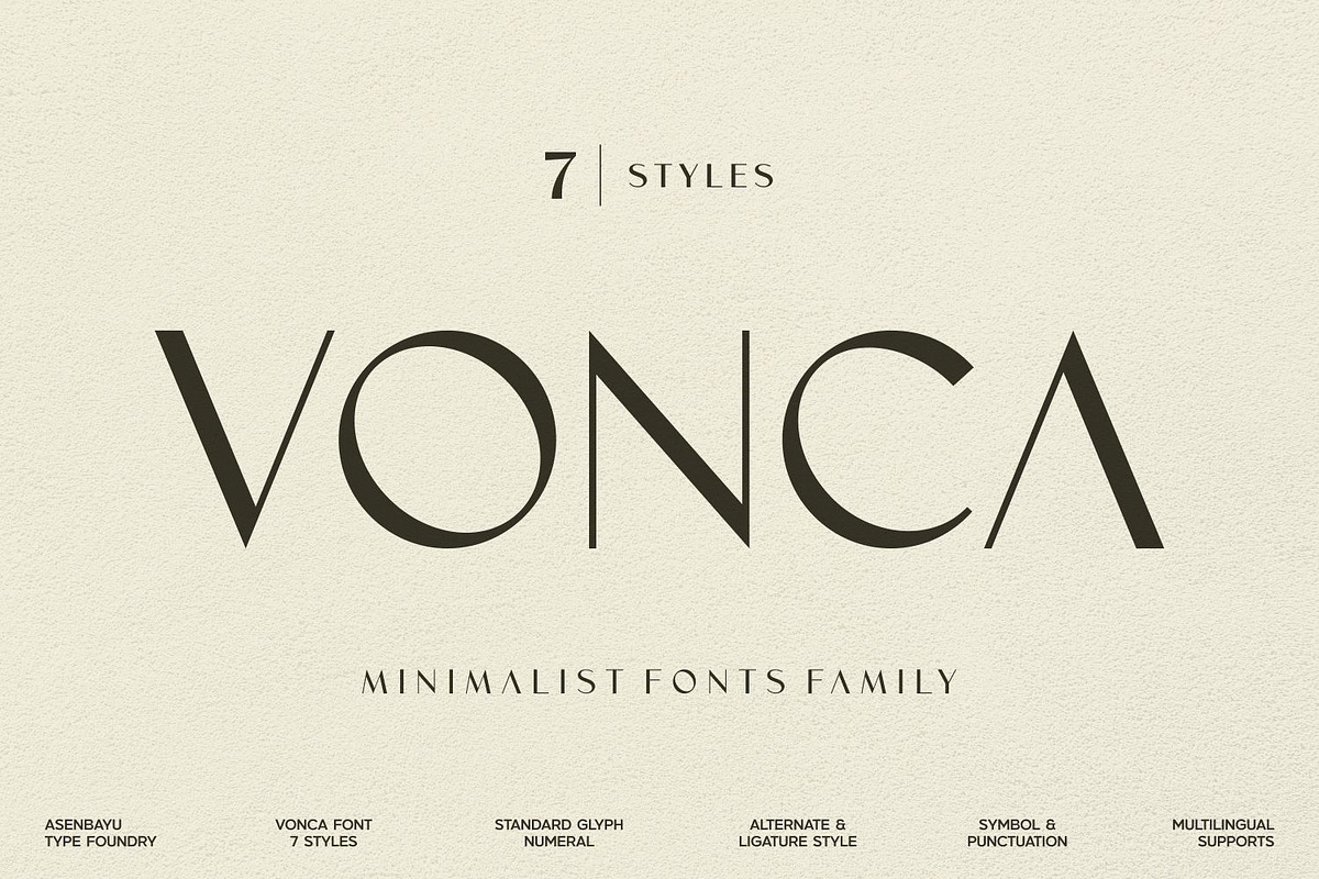 Vonca Font Family, a Sans Serif Font by Asenbayu (Photo 1 of 15)