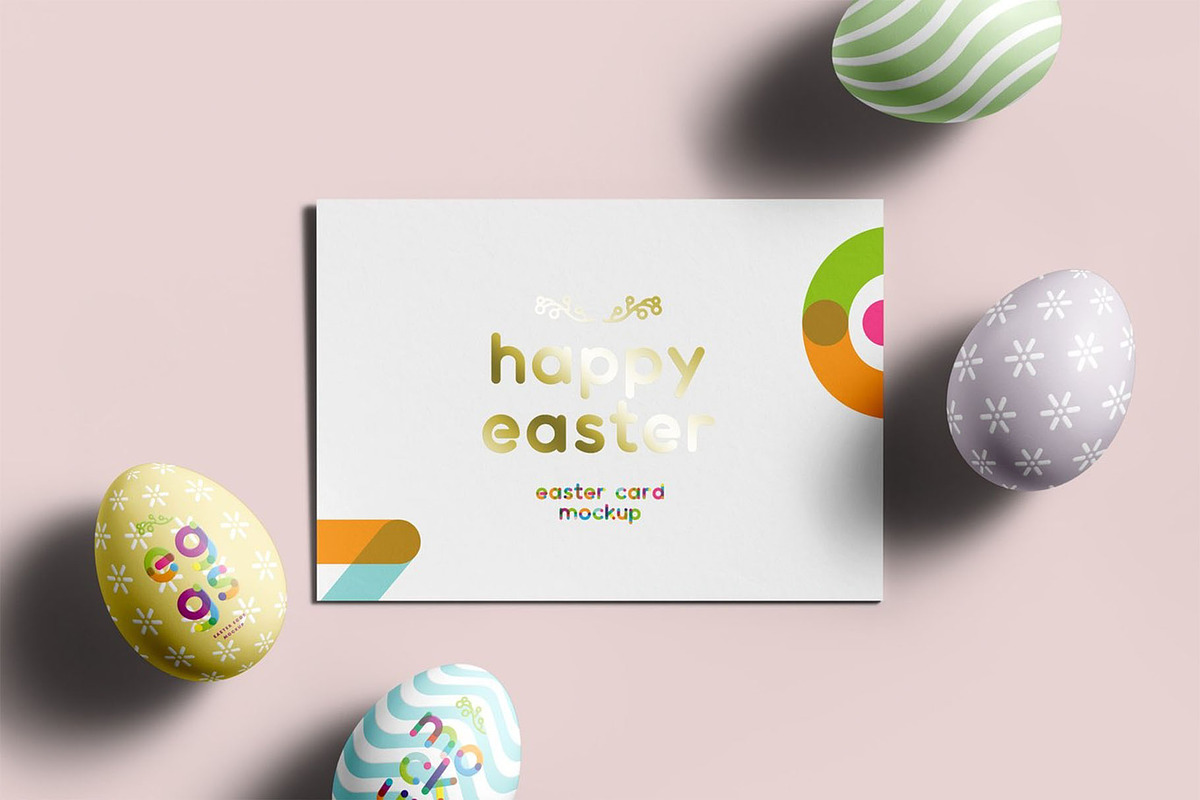 Easter Eggs & Card Mockup, an Advertising Mockup by Se٧enStudio (Photo 4 of 8)