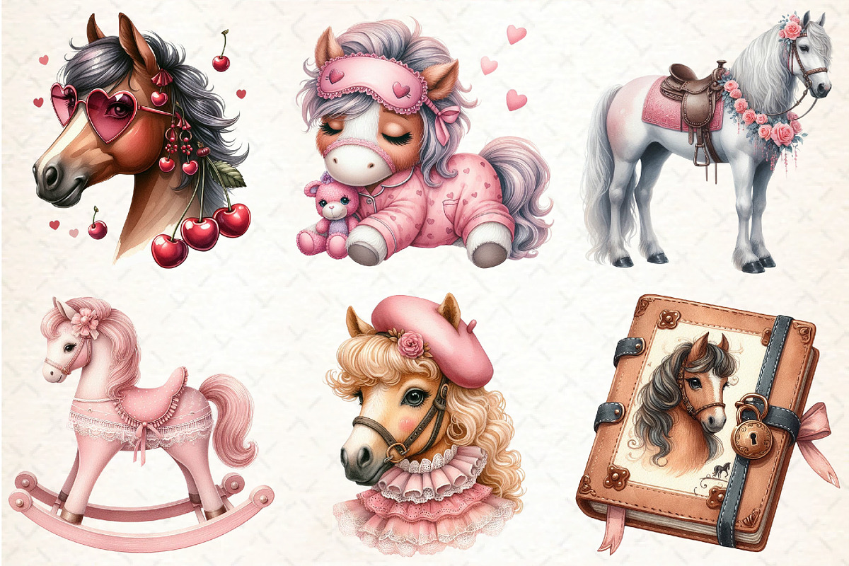 Coquette Horse Clipart, an Illustration by DreamCafeArt (Photo 2 of 6)