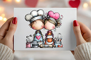 Whimsical Valentine Couple Clipart, an Illustration by Canvas Craft (Thumbnail 6 of 6)