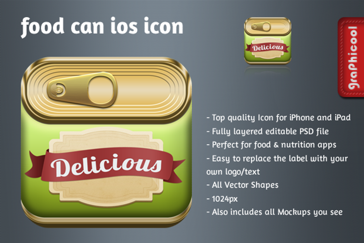 Canned Food iOS app icon, an Icon by Graphicool (Photo 1 of 3)