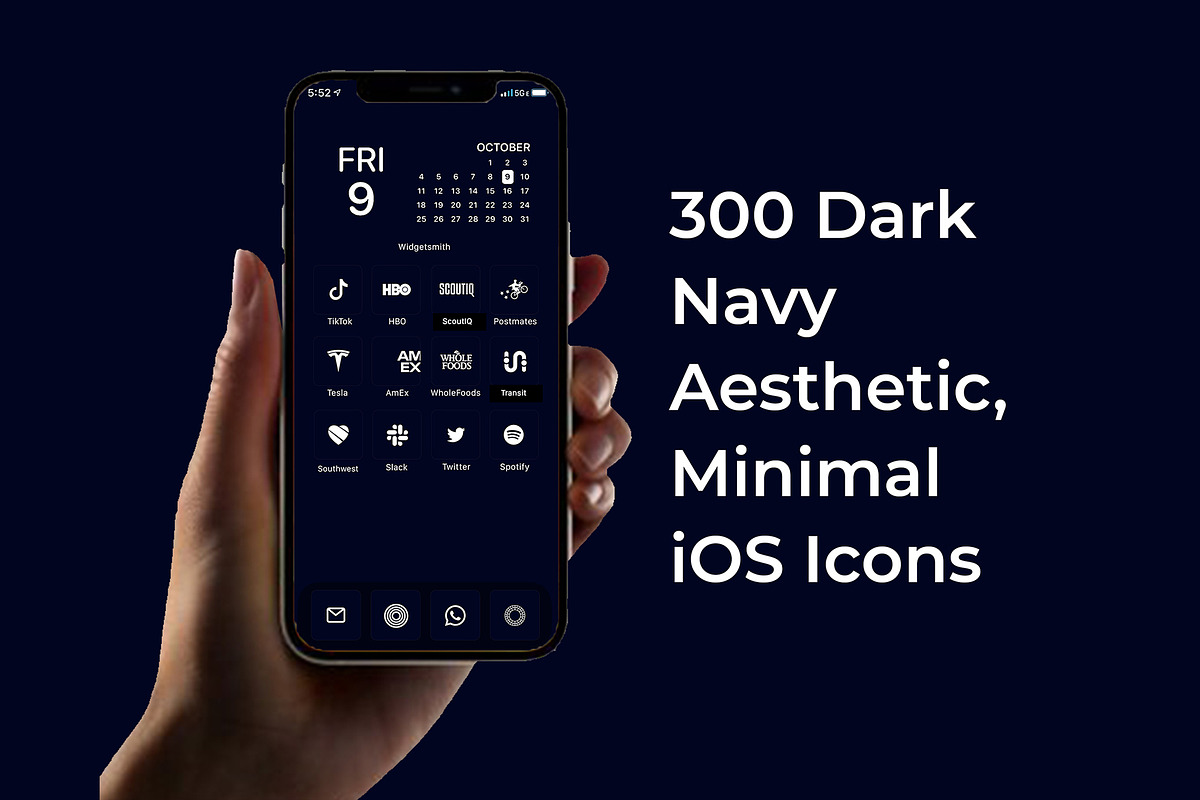 300 Dark Navy Minimal iOS Icon Pack, an Icon by A Good Design Studio (Photo 1 of 5)