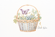 Vintage Basket with Floral Butterfly, a Food Illustration by New-School-Wave (Thumbnail 4 of 5)
