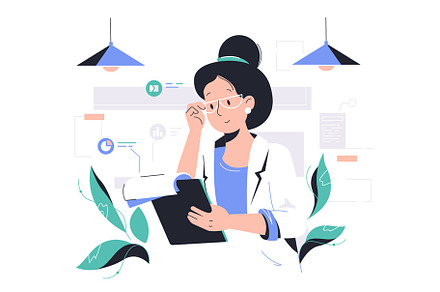 Smart woman working with data