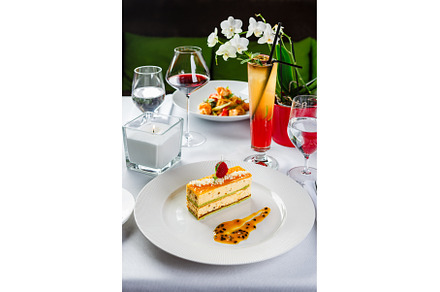 Portion dessert mousse cake with