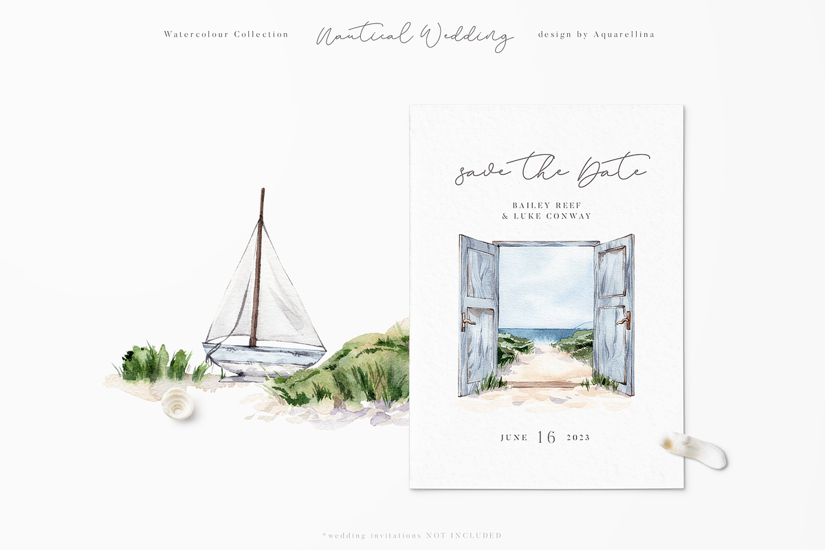 Nautical Beach Wedding Illustrations, a Decorative Illustration by Aquarellina (Photo 14 of 34)