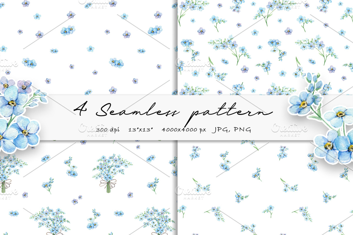 Forget Me Not Watercolor Clipart, an Illustration by Daryartsy (Photo 5 of 8)