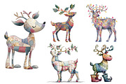 Whimsical Patchwork Reindeer Clipart, an Illustration by Designworld (Thumbnail 3 of 5)