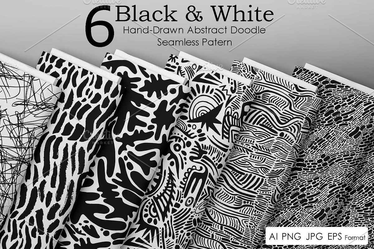 Black & White Hand Drawn 6 Pattern, a Pattern Graphic by Space_Oleandr (Photo 1 of 7)