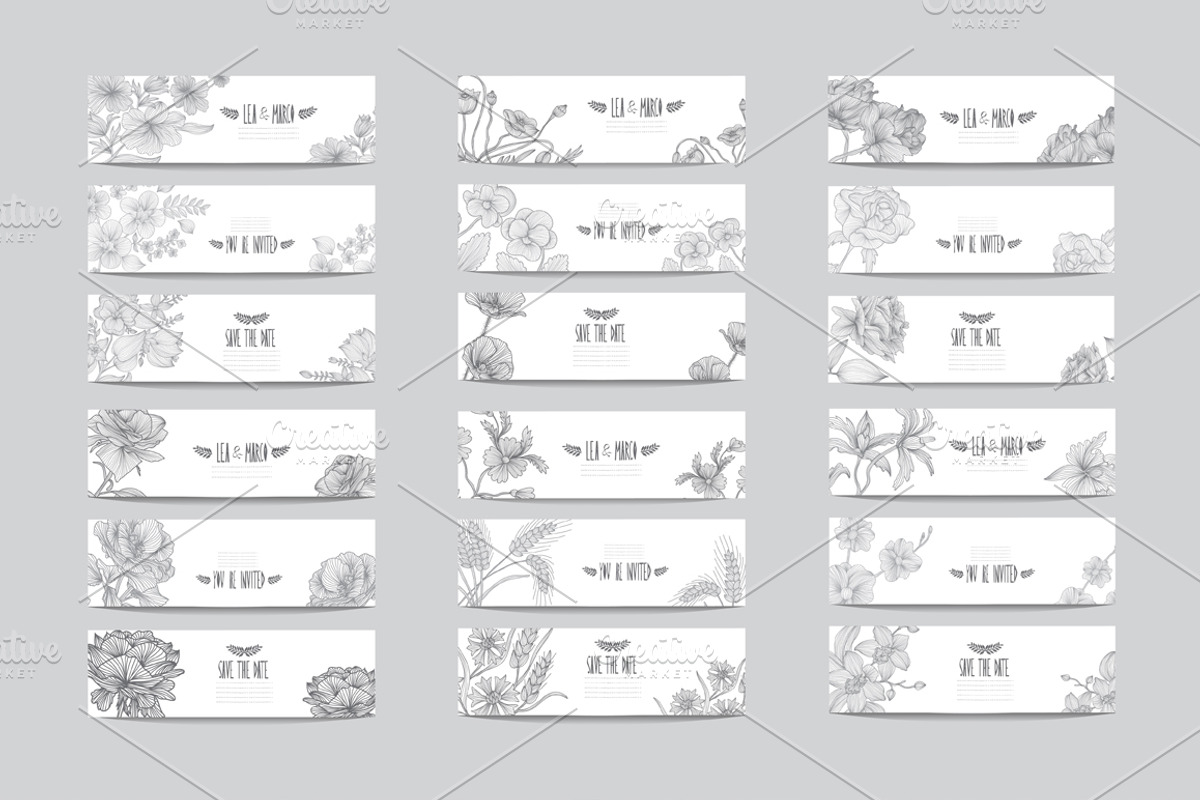 36 Floral Cards, a Card Template by Sunset&Sea Design (Photo 1 of 2)
