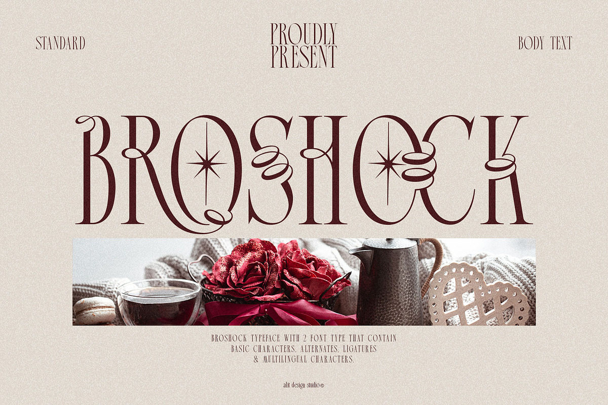 Broshock Typeface, a Serif Font by alit design (Photo 1 of 20)