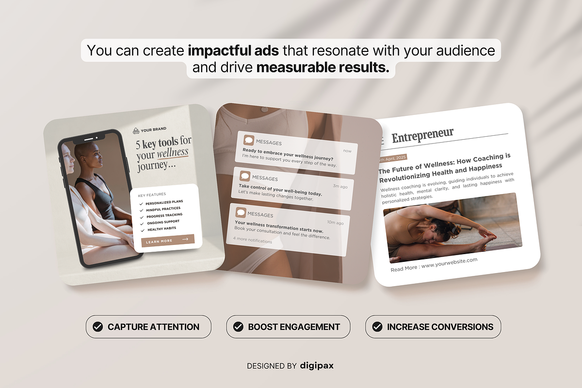 Wellness Static Ad Templates Canva, a Social Media Template by DigiPax (Photo 6 of 11)