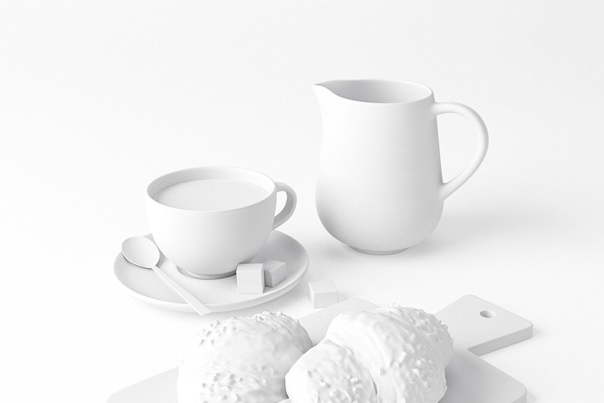 Decor Set Chocolate Croissant, a Food & Drink 3D Model by gianniritschard (Photo 9 of 10)
