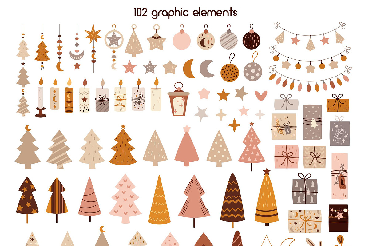 Boho Christmas collection, a Seasonal Illustration by JulzaArt (Photo 3 of 8)