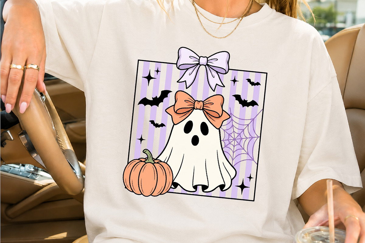 Cute Ghost with Bow Halloween Art, a Seasonal Illustration by Creative Art (Photo 2 of 3)