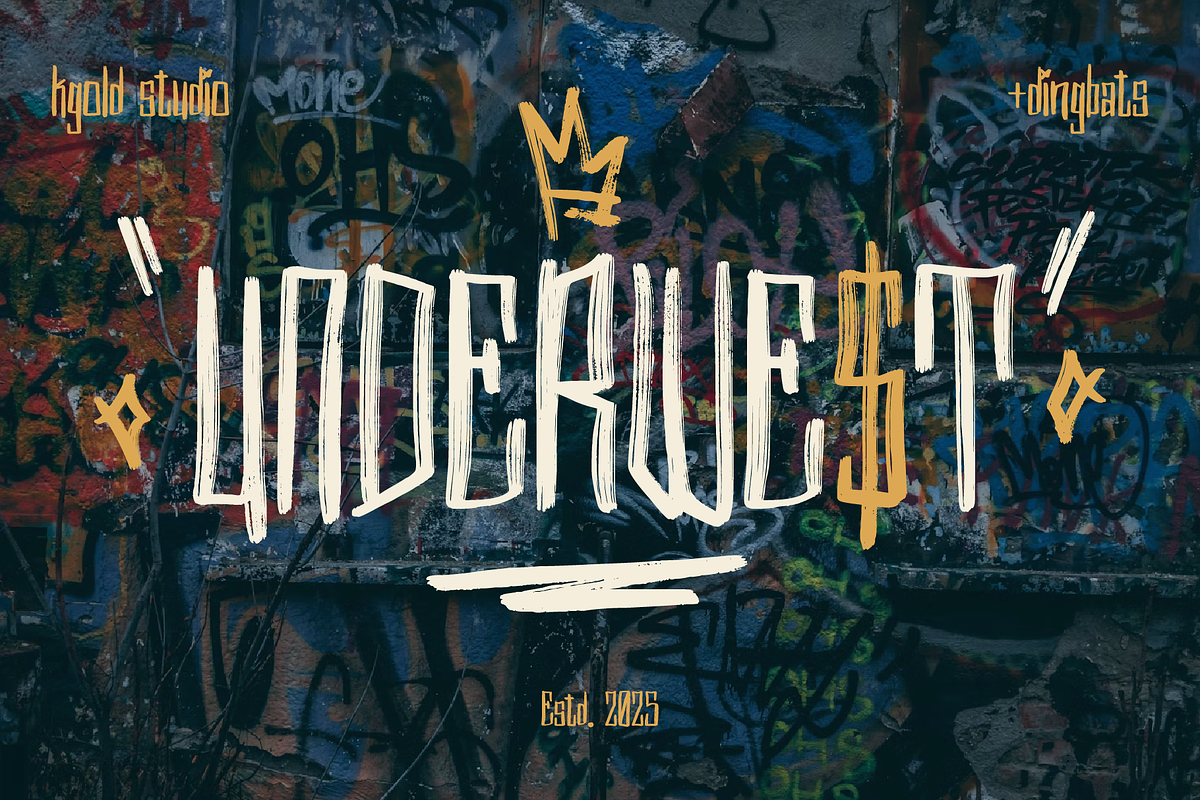 Underwest – Urban Display Font, a Sans Serif Font by K gold studio (Photo 1 of 6)