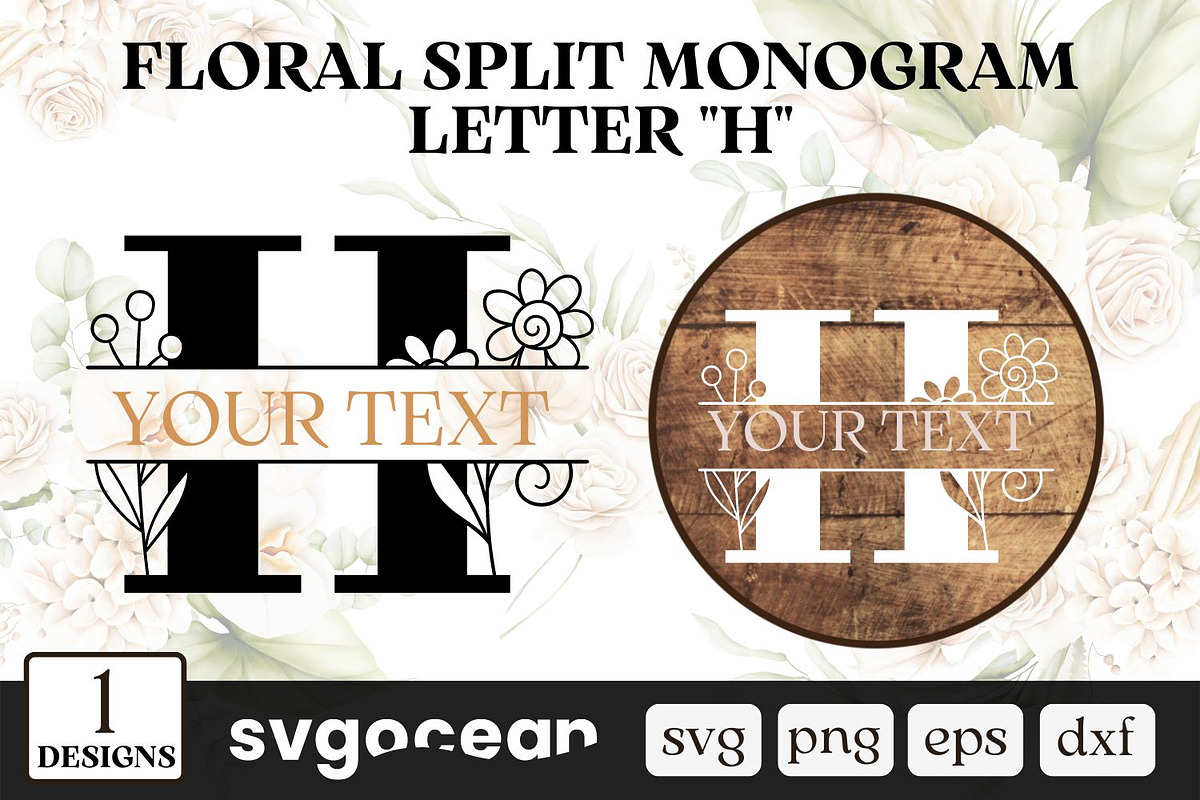 Split Letters Floral Monogram, an Illustration by svgocean