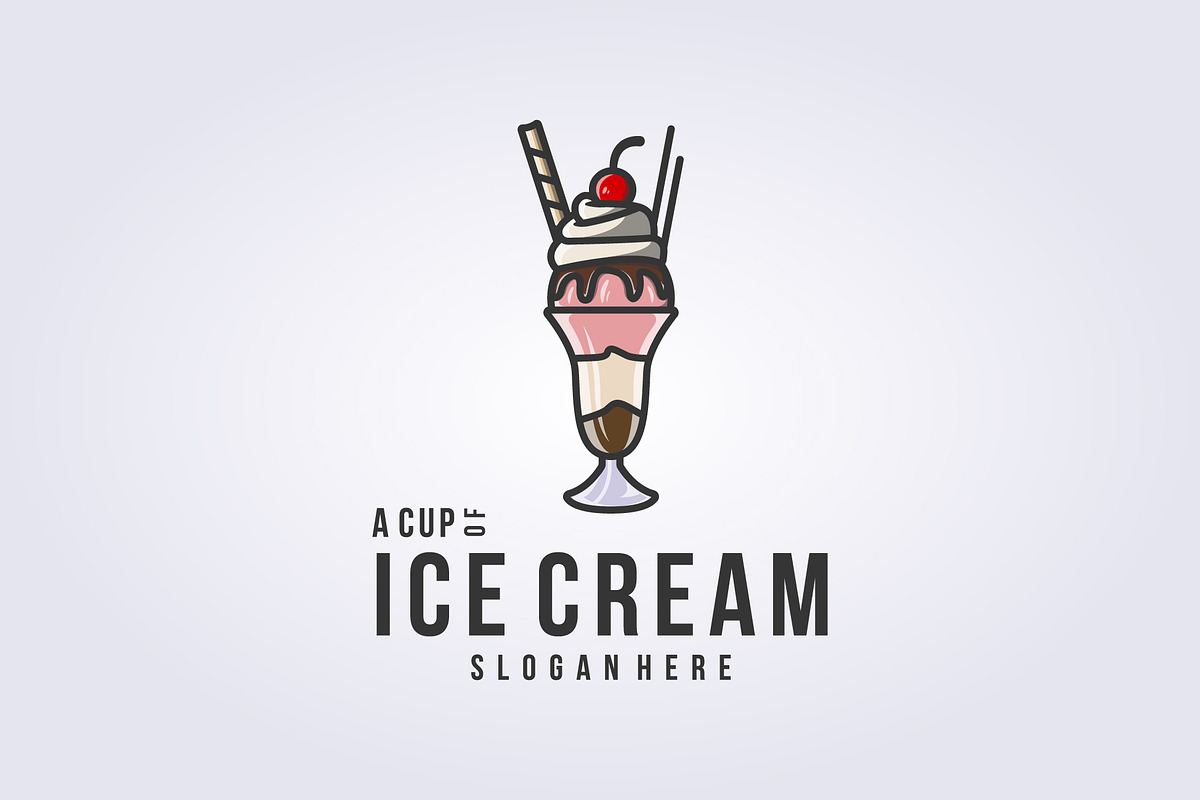 sundae logo, homemade ice cream logo, a Branding & Logo Template by Lodzrov