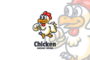 Run Chicken Mascot Cartoon Logo