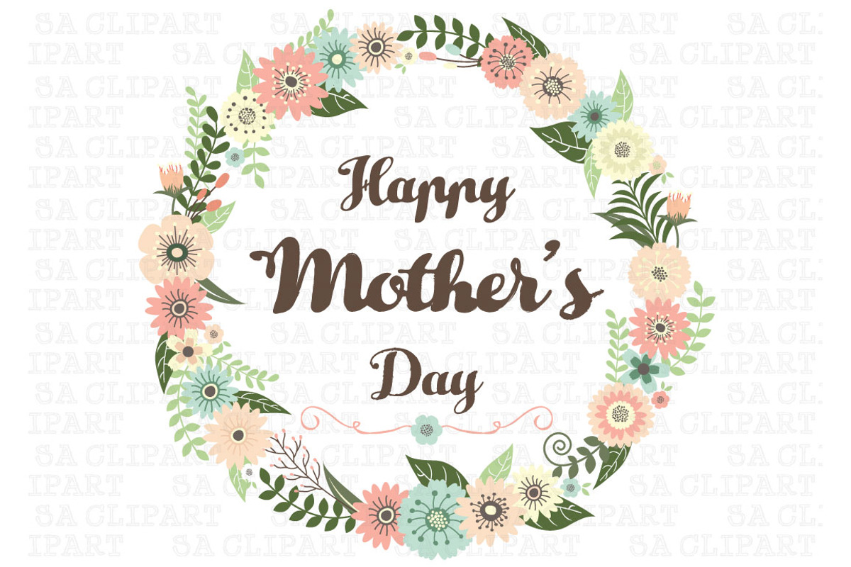Happy Mother's Day Wreath Floral, a Decorative Illustration by SA ClipArt