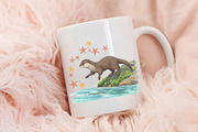 Happy Otters & Starfish Beach Clipar, an Illustration by RobertsArt (Thumbnail 7 of 7)