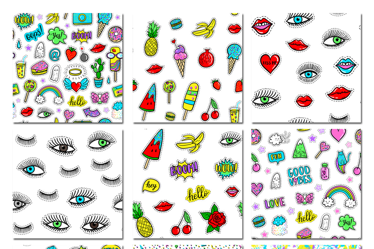 100+ Funny patches + 36 patterns, a Pattern Graphic by Midstream (Photo 10 of 10)