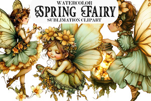 Whimsical Spring Fairy Clipart, an Illustration by Designking
