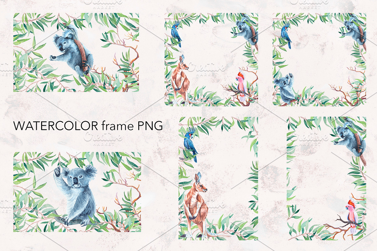 Watercolor koala, parrot, kangaroo., an Animal Illustration by lilisavelieva (Photo 4 of 5)