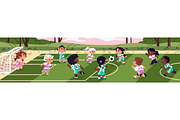 Cute kids play football on field, a Sport Illustration by PaperTrident (Thumbnail 1 of 3)