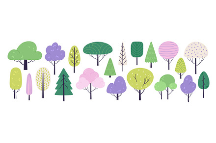 Cute doodle flat tree and bush. Eco, a Graphic by LadadikArt