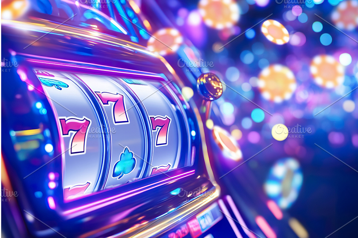 Bright slot machine with 777 winning, an Illustration by Lermont51