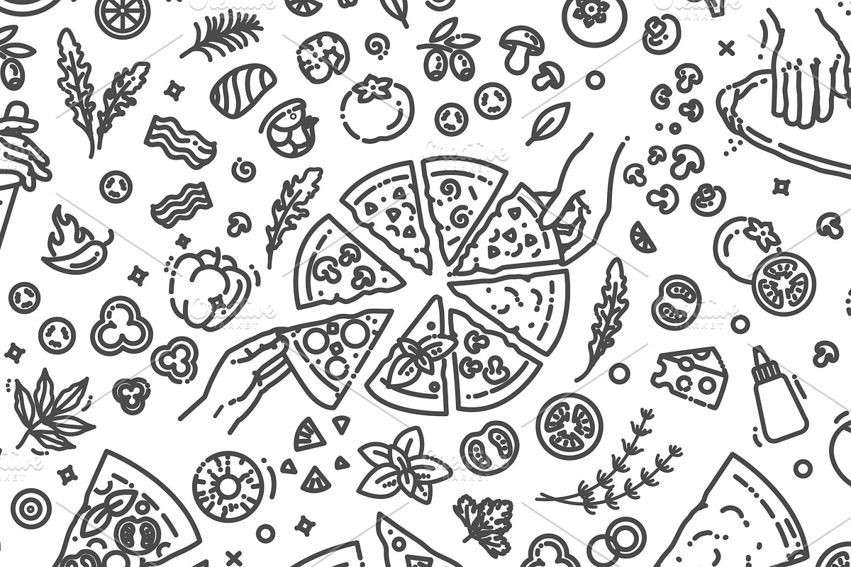 Italian Traditional Pizza icons, a Food Illustration by Tettygreen (Photo 2 of 4)