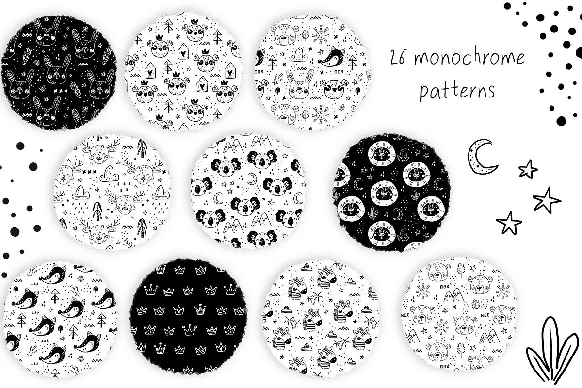 Scandinavian Monochrome Cute Animals, a Background Graphic by Irene_Boiko_ART (Photo 4 of 8)
