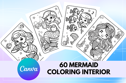 60 MERMAID ACTIVITY COLORING BOOK