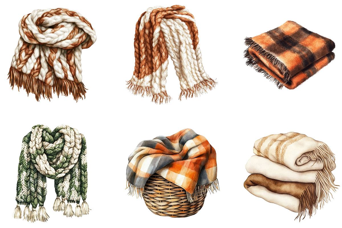 Fall Plaid Blankets Clipart, a Seasonal Illustration by Designking (Photo 5 of 5)
