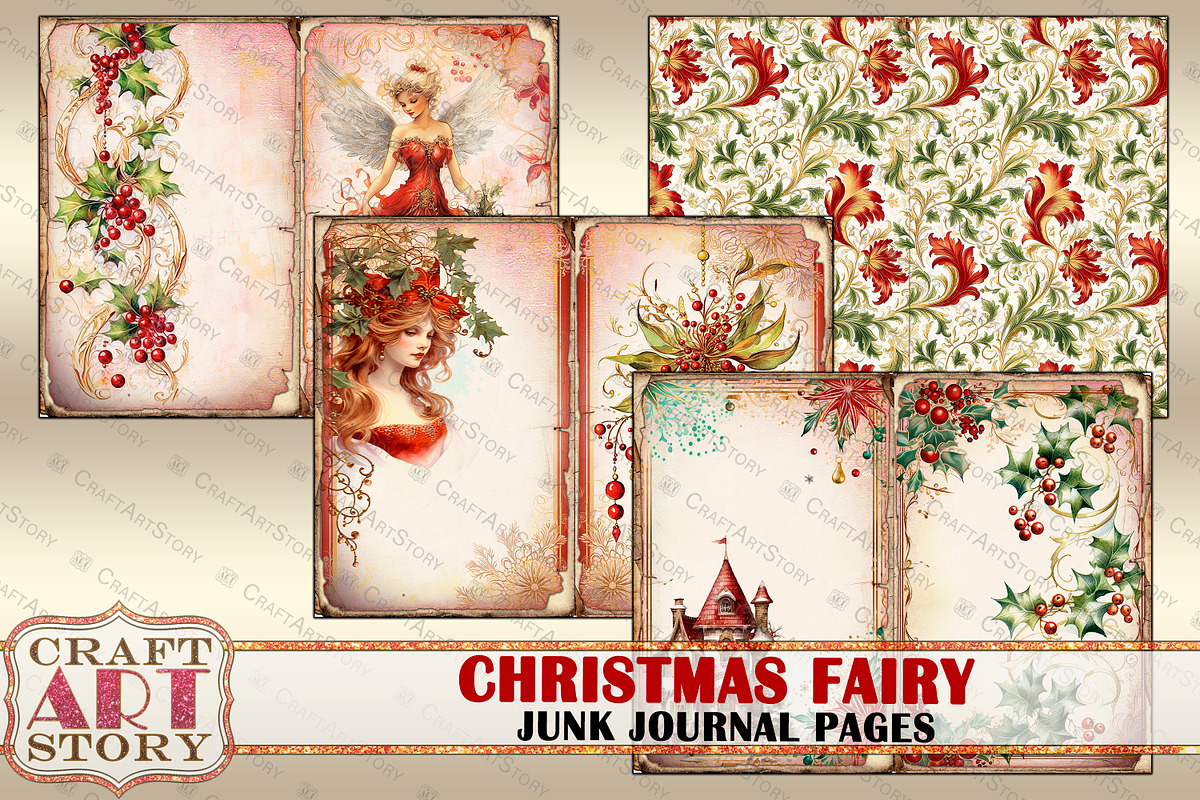 Christmas fairy Junk Journal Pages, a Person Illustration by CraftArtStory (Photo 5 of 6)
