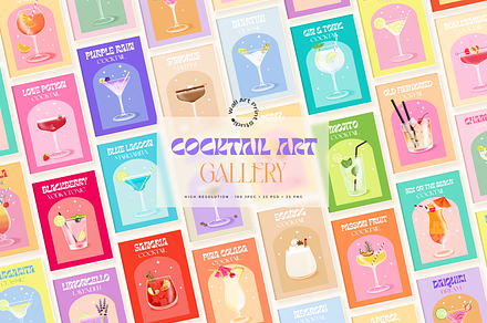 Cocktail Art Gallery 1, a Graphic by Wall Art Print Studio