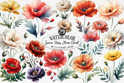 Summer Poppy Flowers Clipart, an Illustration by Designking (Thumbnail 1 of 4)