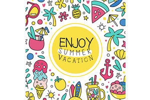 Colorful Summer Vacation Card, an Object Illustration by TopVectors