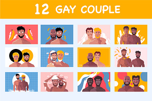 12 Gay couple LGBT vector bundle, a Person Illustration by foxndeer
