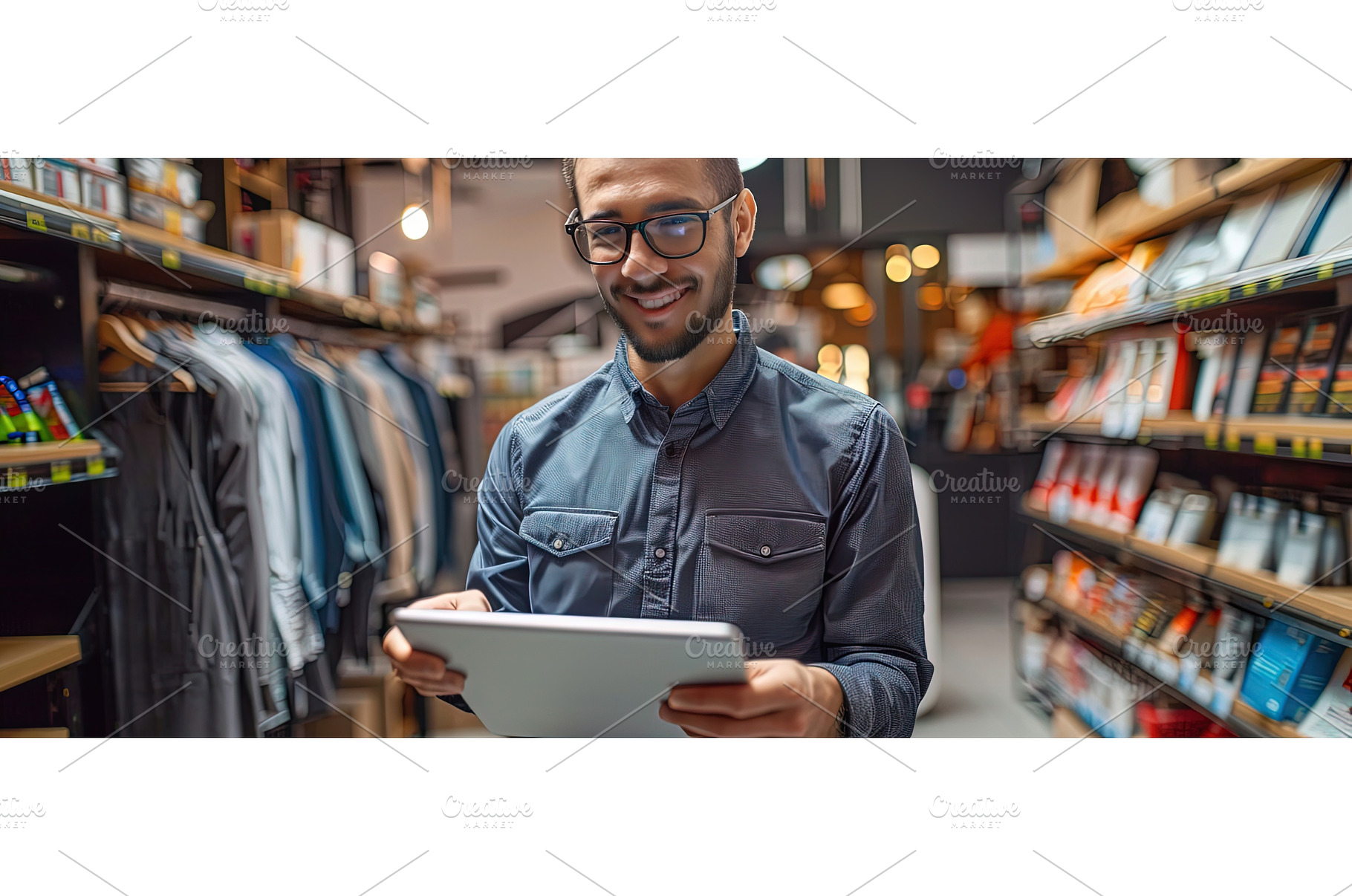 Smiling man using digital tablet in, a Person Photo by piter.goskov