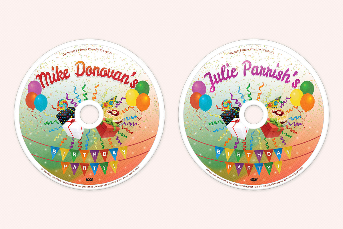 Kids Birthday Party DVD Covers Vol01, a Stationery Template by Sargatal (Photo 2 of 6)